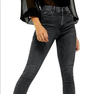 Washed black ultra high waisted jeans